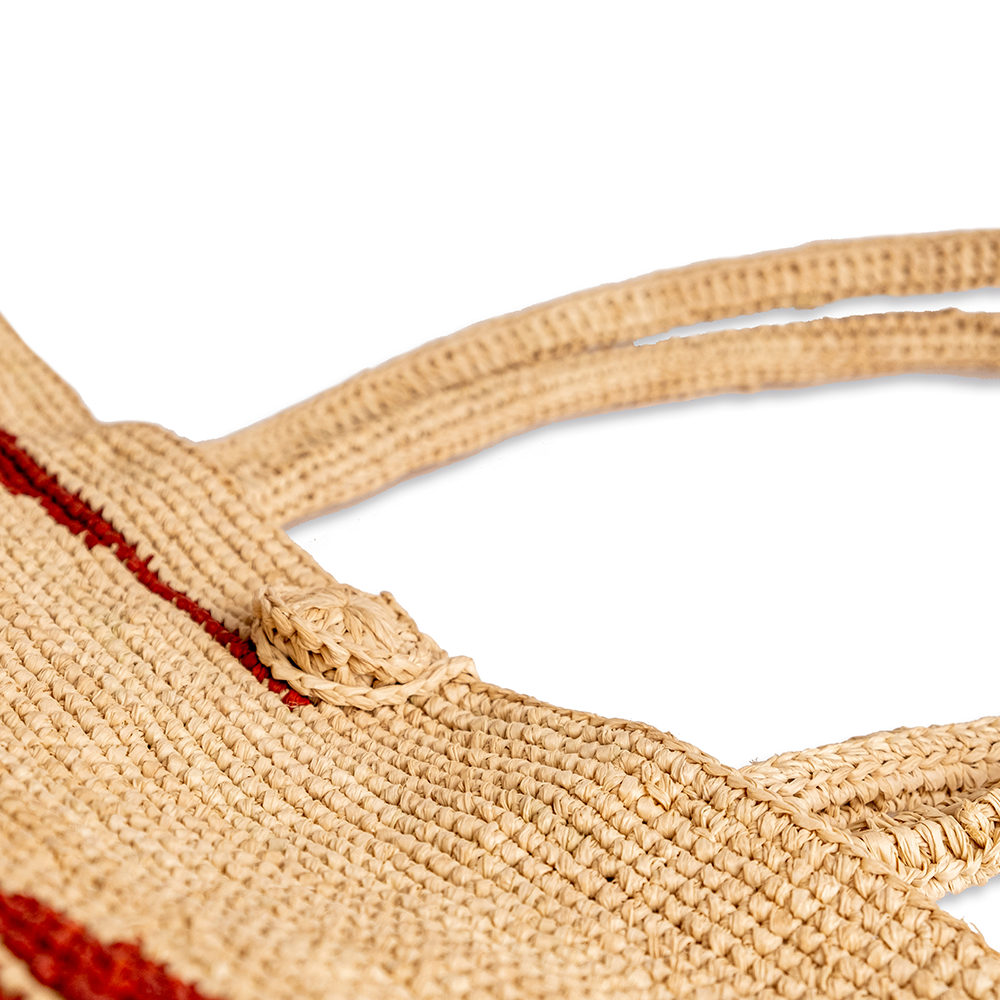 BOLSO RAFFIA TEJIDO CROCHET NATURAL BURDEO NECESARIE