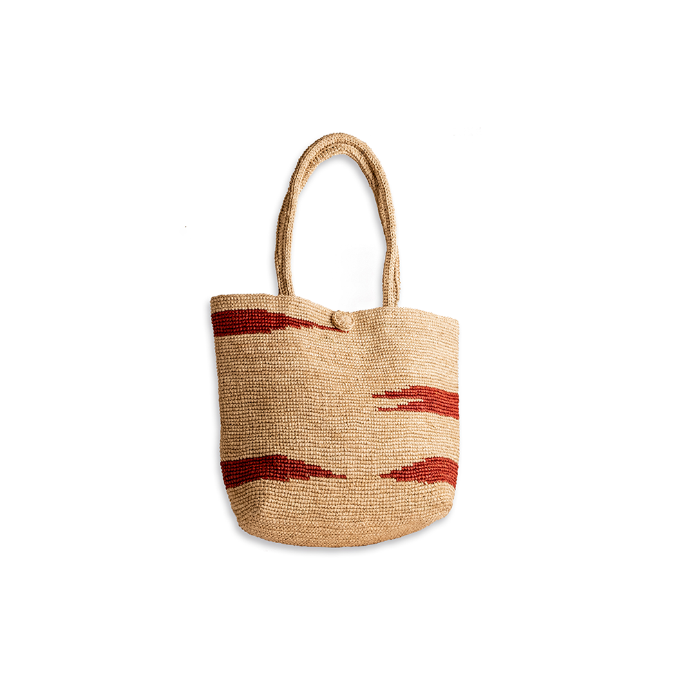BOLSO RAFFIA TEJIDO CROCHET NATURAL BURDEO NECESARIE