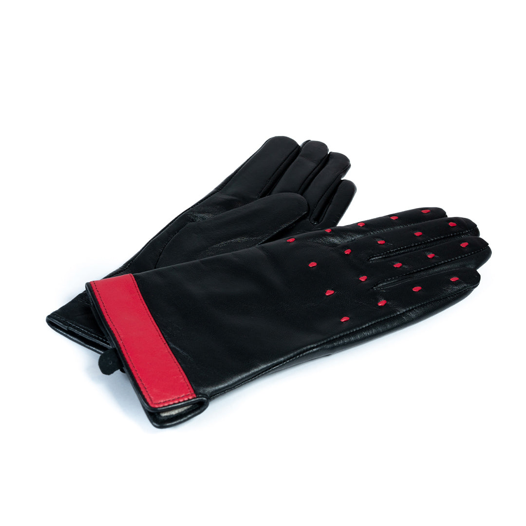Guantes Mujer Negro detalle Rojo